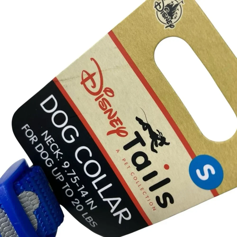 Disney Tails Mickey Mouse Dog Collar Small Blue Paw Print Reflective 9.75-14 In
